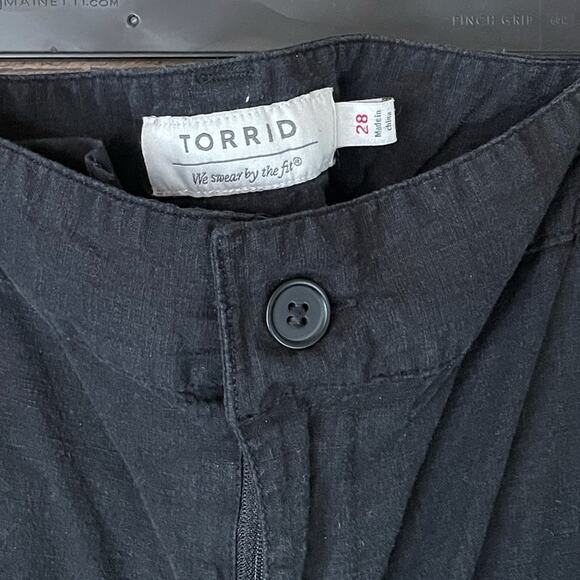 Torrid Linen High Waist Wide Leg Pants Solid Black Size 28 - Picture 4 of 9